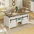 thumbnail image 7 of Lift Top Coffee Table, 4 in 1 Multi-Function Farmhouse Coffee Tables with Storage and Hidden Compartment, Convertible White Coffee Table Converts to Dining Table for Living Room, Brown Top, 7 of 7