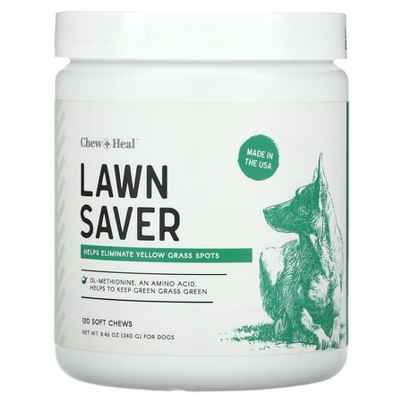 UPC: 0810068988390 | Chew + Heal Grass Saver For Dogs Urine  120 Soft Chews – Keeps Lawn Green – Reduces Stool Odor