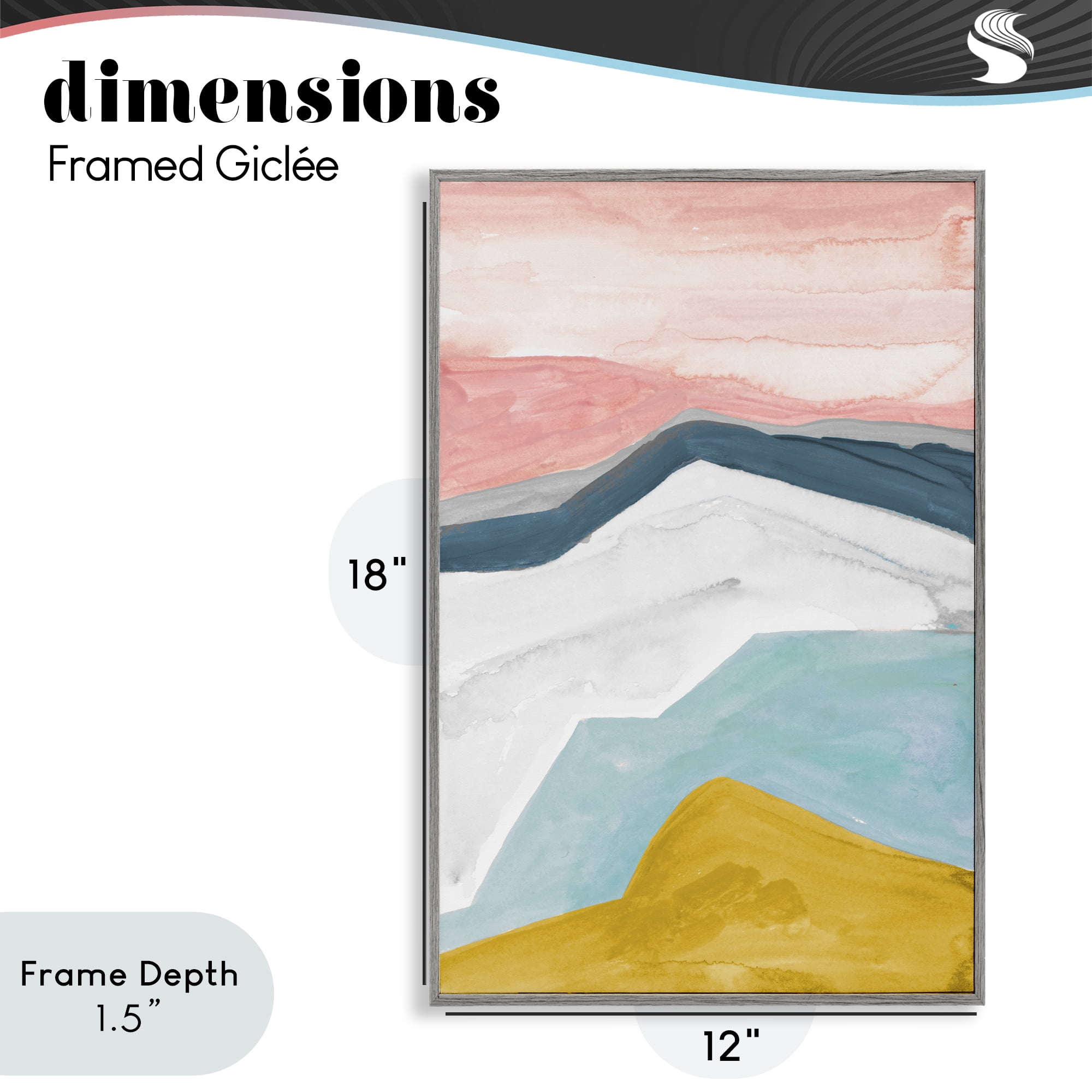 Stupell Industries Pastel Geometric Mountains Gray Framed Giclee Art, design by B. Danelle