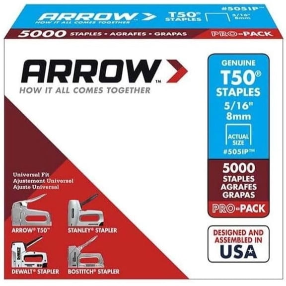Arrow Fastener 505IP 5/16" T50 Staples 5000 Count