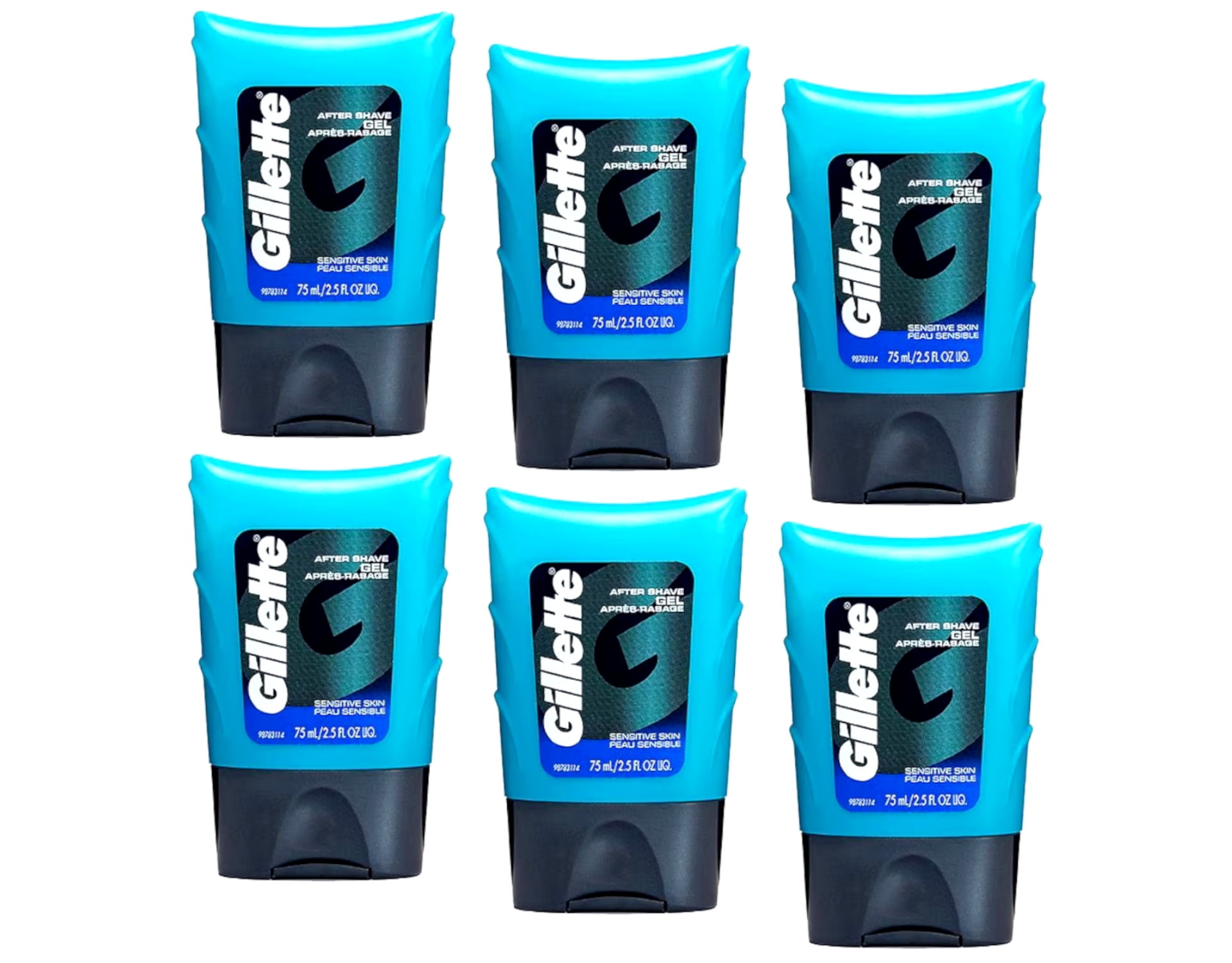 6 Pack Gillette After Shave Gel Sensitive Skin 2.50 oz