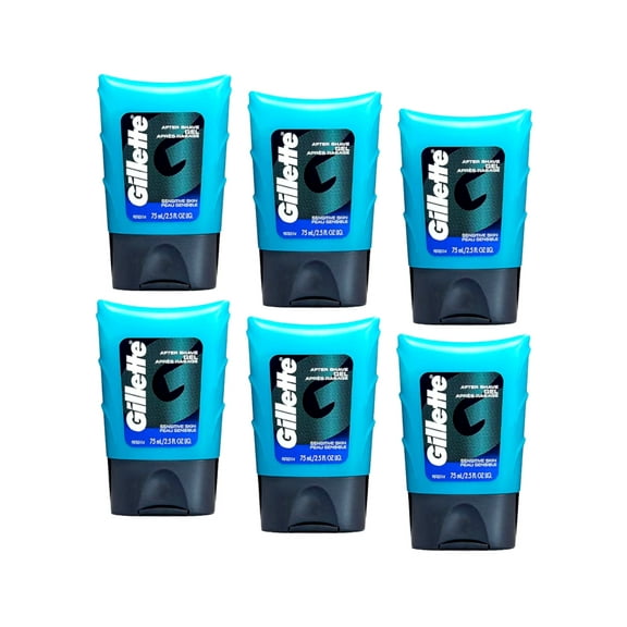 6 Pack Gillette After Shave Gel Sensitive Skin 2.50 oz