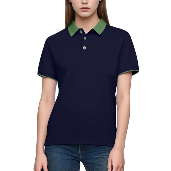 Kukoosong Women's Color Block Polo Shirts Short Sleeve Notch Neck Lapel for Summer Tennis and Sports, and Sporty Polos for Women