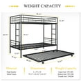 thumbnail image 2 of SYNGAR Twin over Twin Bunk Bed with Trundle, Loft Bunk Bed with Pull-out Trundle and Safe Full-length Guardrail, Metal Triple Bunk Bed can Convertible to 3 Single Platform Bed, 21 Slats Support, Black, 2 of 7