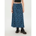 thumbnail image 3 of Yunliwuli Women's Floral Print Midi Skirt, Elastic High Waist Casual A-Line Skirt for Party Club, 3 of 10