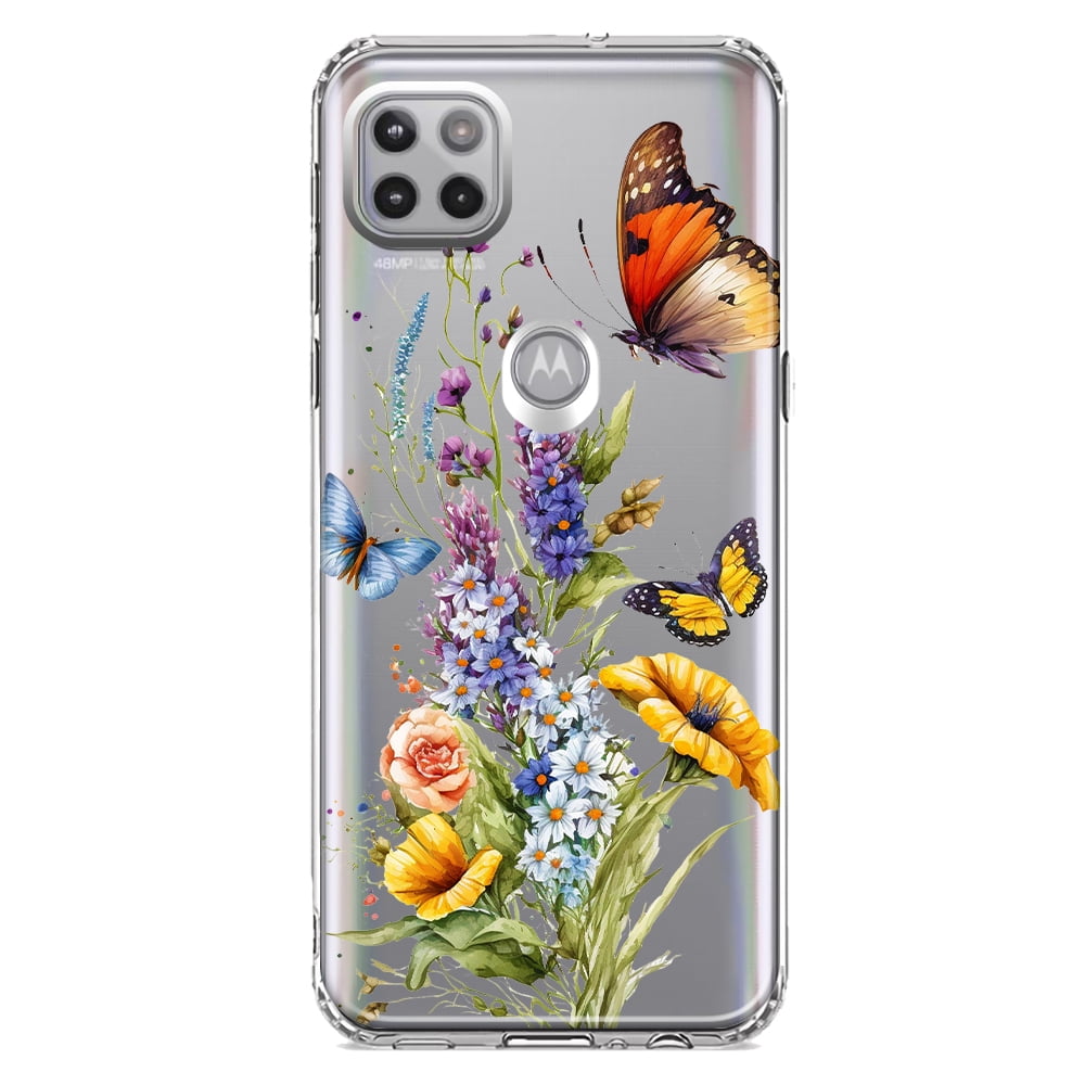 MUNDAZE Motorola One 5G Ace Yellow Purple Spring Flowers Butterflies ...