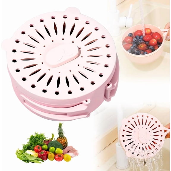 2-in-1 Draining and Preservation Basket, 2026 New Multifunctional Fruit and Vegetable Washing Bowl with Handle, Fruit Washing Bowl with Strainer, Strainer Container with Lid for Kitchen