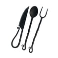 thumbnail image 2 of Hand Forged Medieval Iron Eating Cutlery Set, Viking Feast , Antiquity, Fork, Knife and Spoon Feasting Cutlery Knife, Hand Forged 3 Piece Place Set, 2 of 4