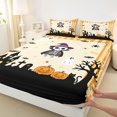 thumbnail image 4 of Manfei Kawaii Halloween Skull Queen Sheets,Spider Web Print Queen Sheet Sets,4-Piece,1 Flat Sheet,1 Fitted Sheet and 2 Pillowcases, 4 of 6
