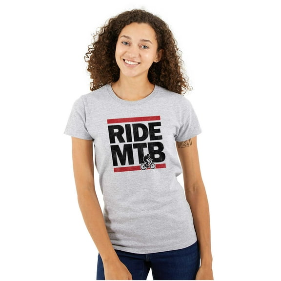 Ride MTB Mountain Bike Cyclist Womens Slim Fit Graphic Tee Brisco Brands S