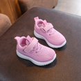 thumbnail image 6 of pwidon Toddler Velcro Strap Sneakers Breathable Knit Mesh Non Slip Flexible Kids Walking School Shoes Pink 22, 6 of 7