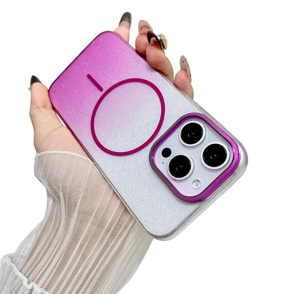 Dteck for iPhone 16 Pro Max Case Bling Glitter Sparkly Bling Magnetic Compatible with Magsafe Accessory Phone Case for Women, Girly Cute Sparkle Shiny Bright Hard Plastic Cover, Purple