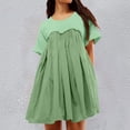 thumbnail image 1 of WILLBEST Robe de Bal Vert Foncé pour Femmes Mode Assortie Col Rond Manches Courtes Décontractée Ample Confortable, 1 of 6