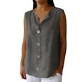 thumbnail image 3 of Craaazy Womens Casual Solid Color Button Front Crew Neck Comfortable Tank Top with Loose Fit for Daily Wear Gift, 3 of 5