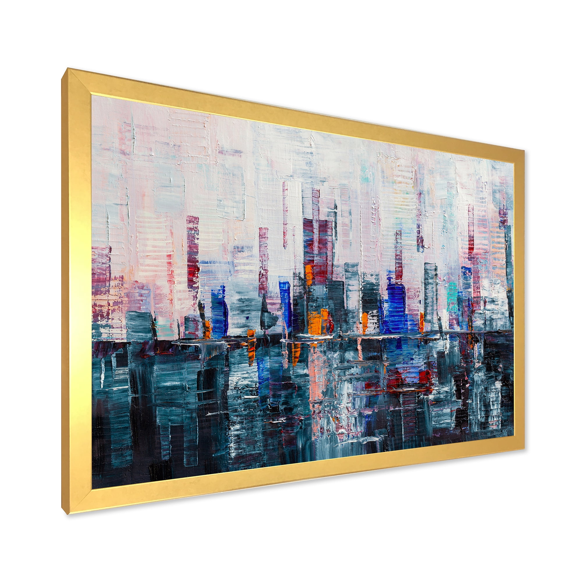 Designart 'Modern Abstract City Skyscrapers' Modern Framed Art Print