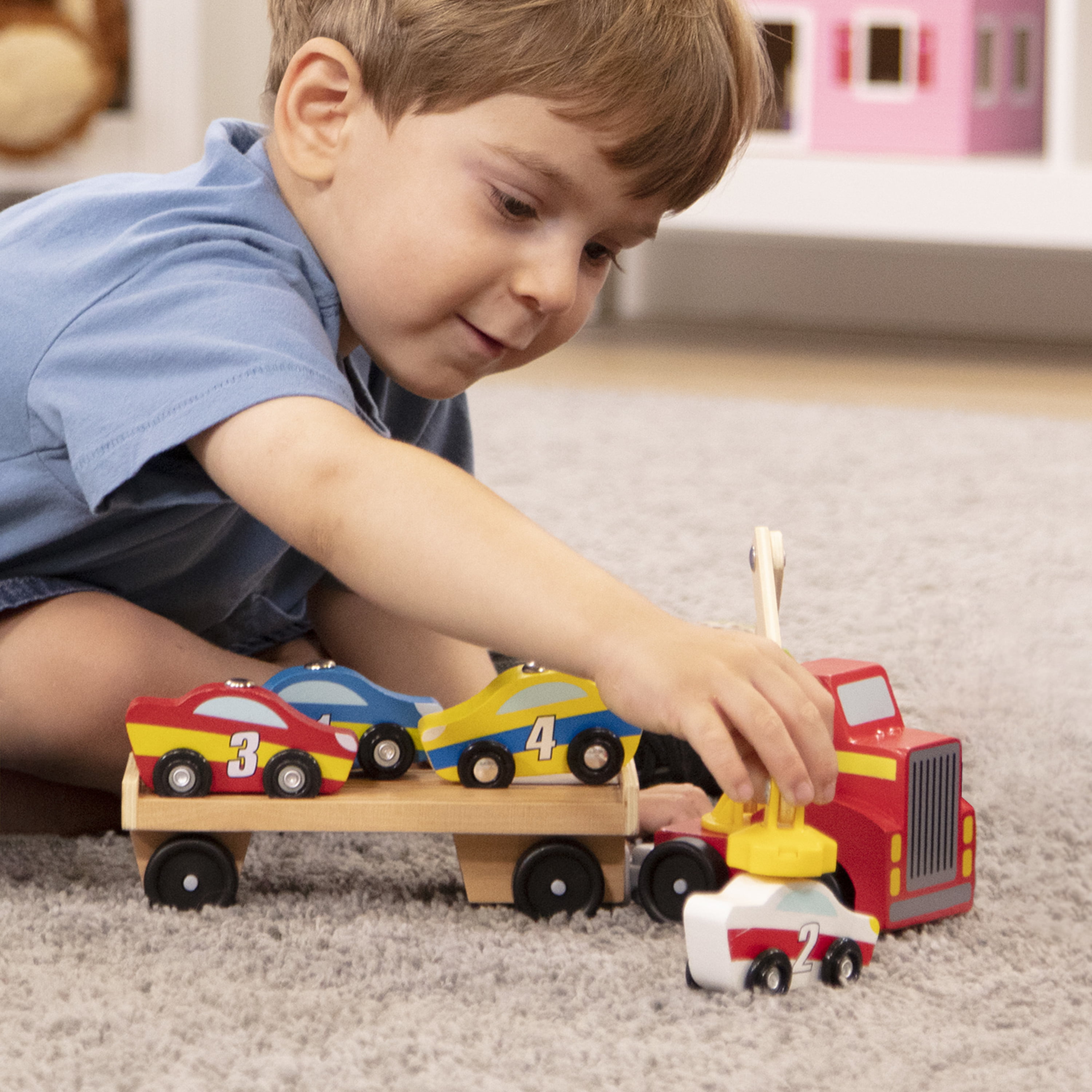 Toddler Toy Melissa & Doug Magnetic Car Loader Kids Play Game Pretend Pre-School 