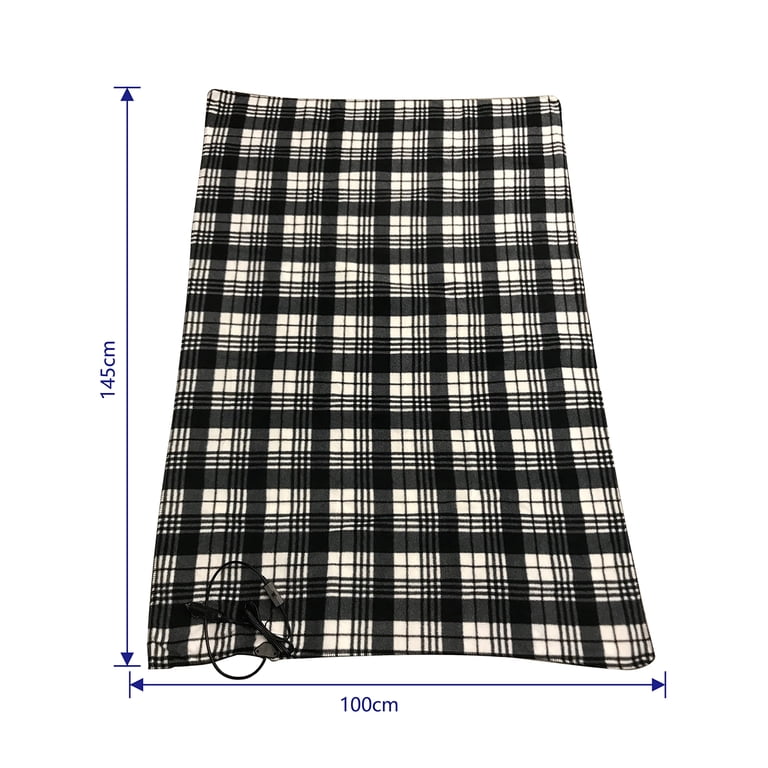 Auto Drive 12V Heated Travel Blanket, Black Plaid photo 5