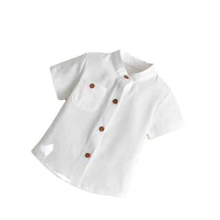 

Casual Plain Stand Collar Blouse Short Sleeve White Baby Tops (Baby s)