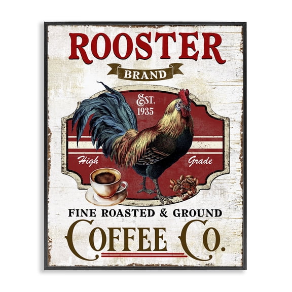Stupell Industries Rooster Brand Coffee Co Food & Beverage Painting Black Framed Art Print Wall Art, 11 x 14