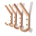 thumbnail image 1 of 4 Piezas Percheros de Pared de Madera de Caucho Percheros con Dos Ganchos, 16 x 6 x 2,5 cm, 1 of 5