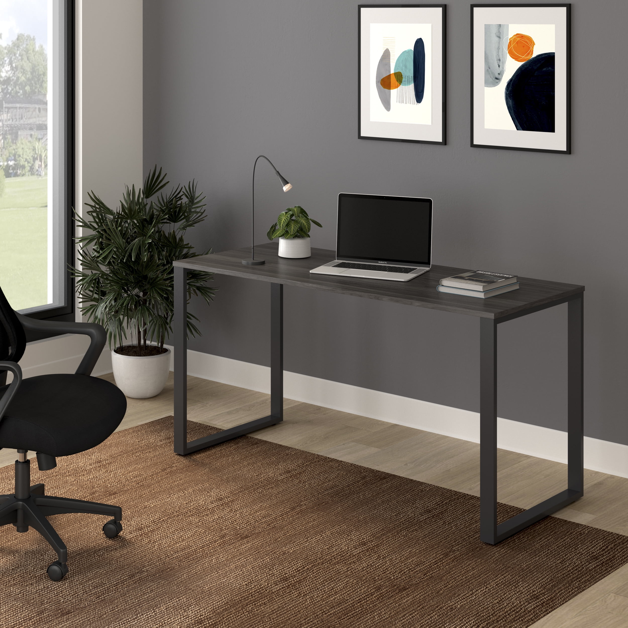 HON Basyx 55” Commercial-Grade Executive Desk, in Charcoal/Gray (BSX55MOLCG)