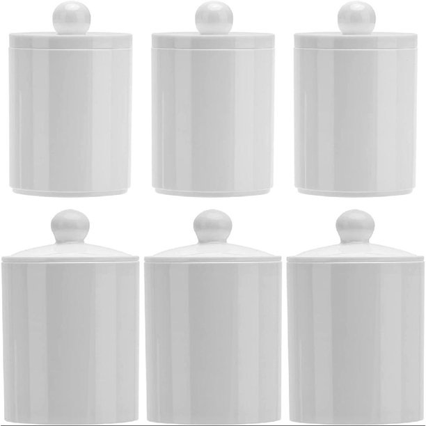 6 Pack Qtip Holder, 10 OZ, 12 OZ Bathroom Storage Containers, Clear