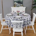 thumbnail image 2 of Blue Daisy Flower Floral Pattern Round Tablecloth 60"x60",Wrinkle Wipeable Table Cloth for Kitchen Dining Room Picnic Patio Party, 2 of 6