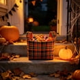 thumbnail image 6 of Yhmxh Halloween Trick or Treat Basket, Checkered Plaid Candy Tote Basket with Cute Embroidery, Reusable Halloween Candy Pail, Portable Storage Bag for Halloween Party Candy Collection and Decorations, 6 of 6
