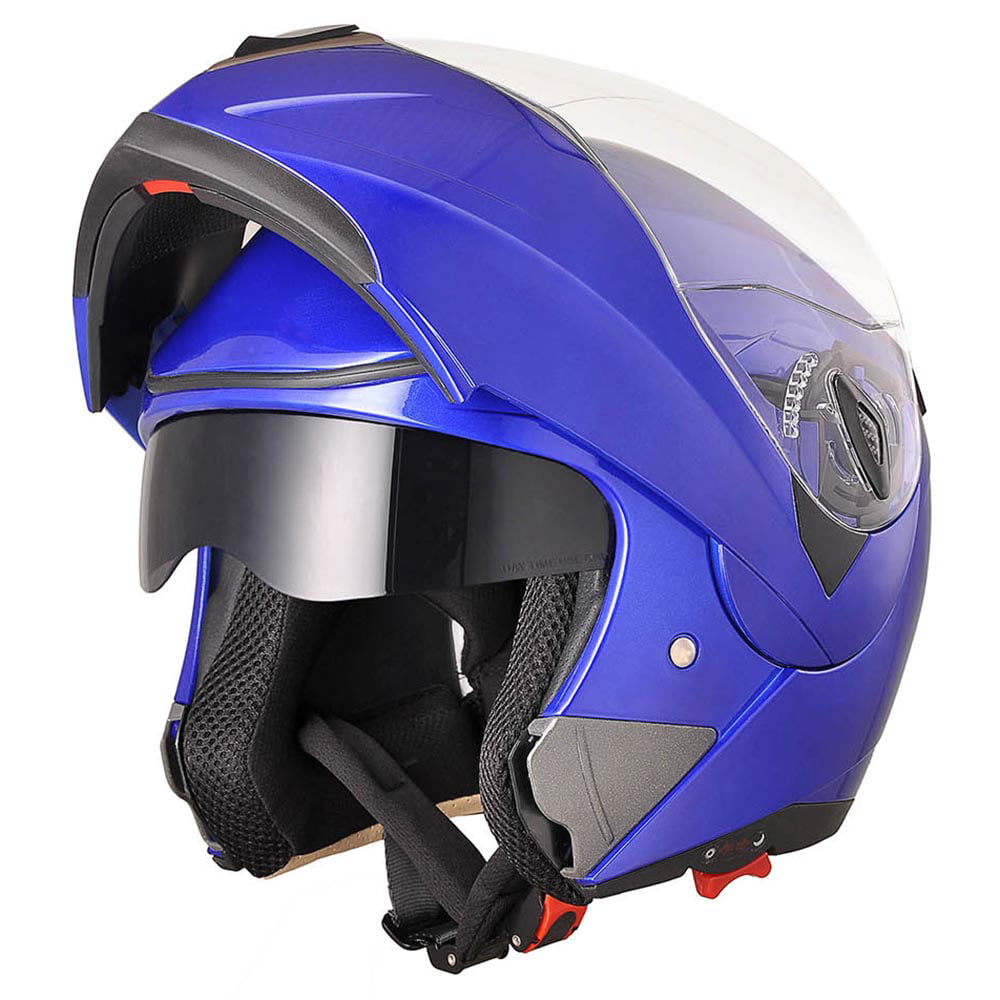 Dual Visors Full Face Modular Helmets Built-in Bluetooth Headset Microphone for Automatic Answering B,M = 57-58CM DOT Certified Flip Up Bluetooth Motorcycle Helmets