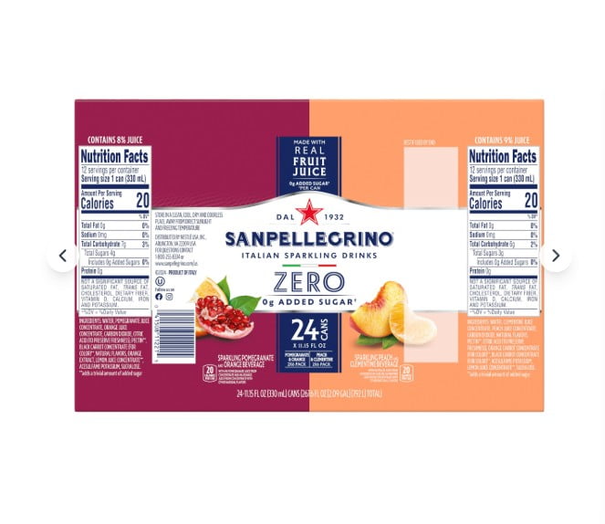 SAN PELLEGRINO ZERO MINERAL WATER VARIETY 24 CT/11.15 OZ
