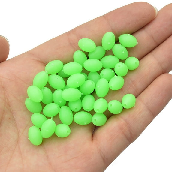 375pcs/set Oval Soft Luminous Fishing Beads Glowing Sink Beads For Treble Hook