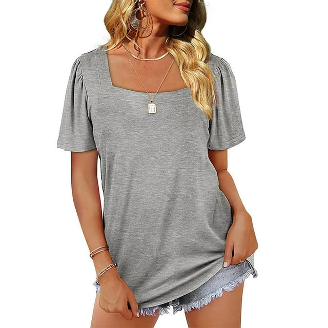 Camisas casuales de manga corta abullonada, camisas de manga corta abullonadas para mujer, camisas blusa para mujer, tecnología innovadora