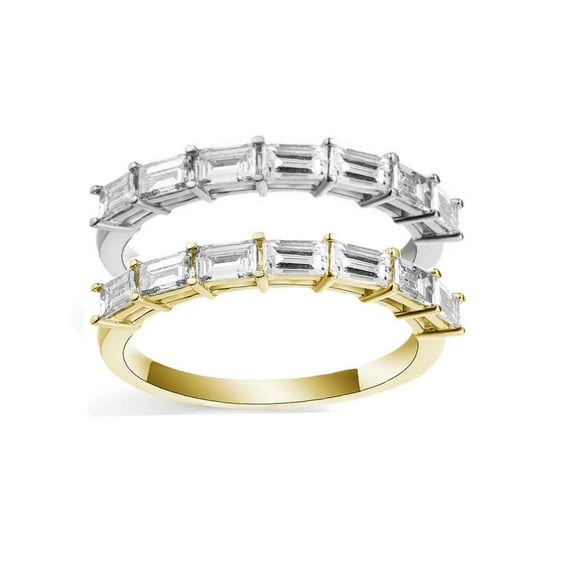 925 Siver Baguette Cubic Zirconia Half Eternity Band,Half Eternity Ring,Dainty Wedding Ring,Stacking Diamond Ring,Minimalist Ring,Gift For