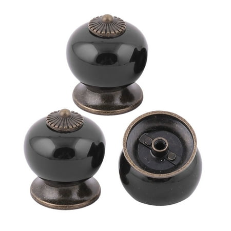 - Uxcell Family Ceramic Round Furniture Cupboard Drawer Pull Knob Handle Grip Black 3pcs