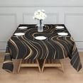 thumbnail image 3 of Black Gold Wave Marble Pattern Square Tablecloth,Waterproof Square Table Cover,Wipeable Spillproof Washable Table Cover for Home Kitchen Party Decor 52"x52"(132x132cm), 3 of 6