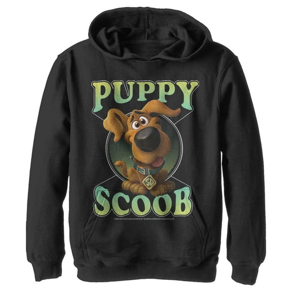 Boy's Scooby Doo Puppy Circle  Pull Over Hoodie Black X Large