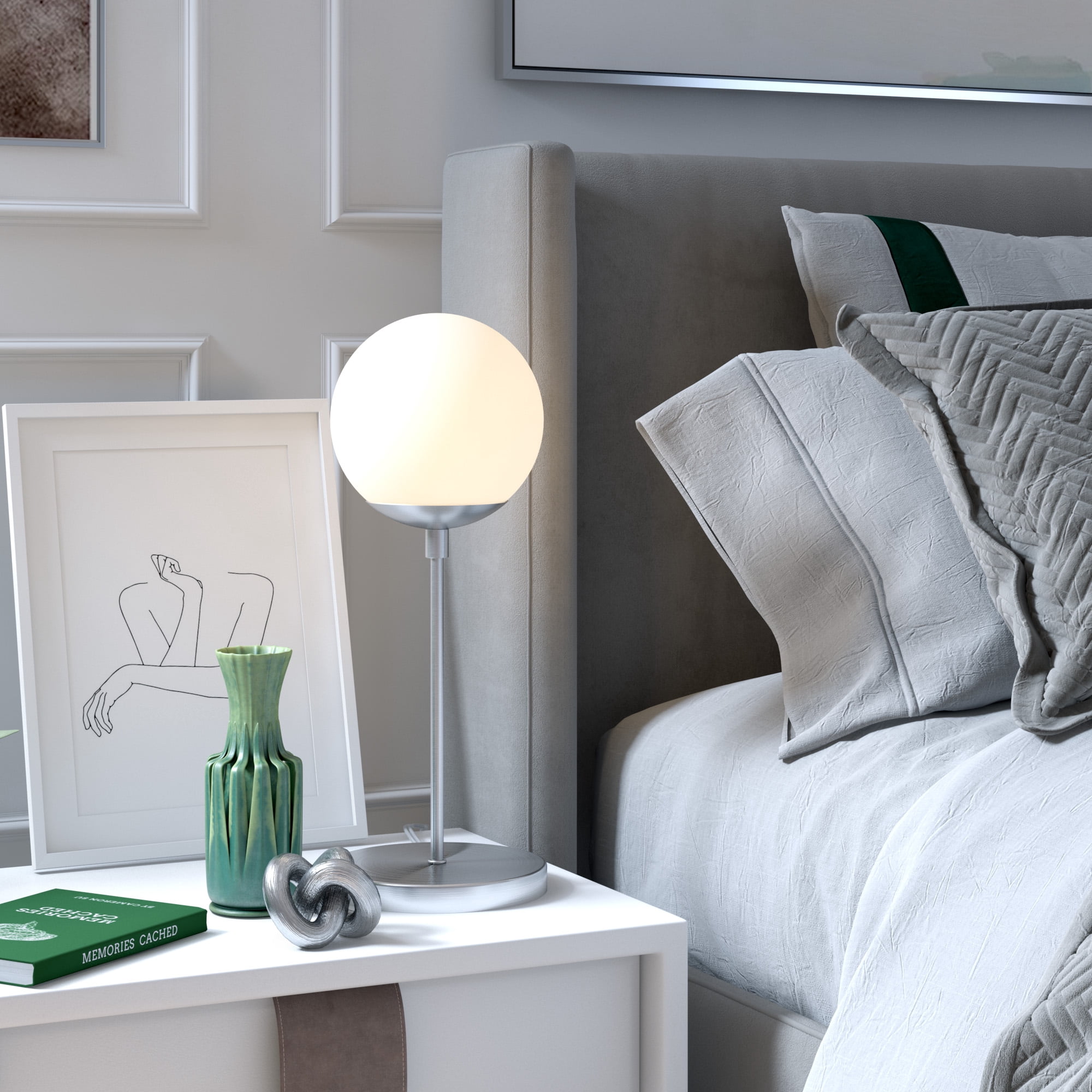 Evelyn&Zoe Contemporary Metal Globe & Stem Table Lamp