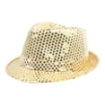 thumbnail image 2 of Pitauce Unisex Sequin Trilby Fedora Hat Short Brim Classic Manhattan Summer Cap Panama Hat for Dance Party, 2 of 5