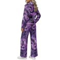 thumbnail image 3 of TSOVTHRID Purple Galaxy Tie Dye 2 Piece Outfits for Women Quarter Zip Pullover Wide Leg Pants with Pockets Fall Casual Sweatsuits Travel Loungewear Matching Sets, L, 3 of 9