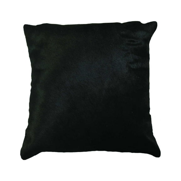 18" x 18" x 5" Black Cowhide  Pillow