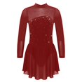 thumbnail image 1 of Kids Girls Figure Skating Dress Ice Ballet Dancewear Rhinestones Sheer Mesh Long Sleeve Leotard Dresses for Dance Training10 Gong Bohan LED, 1 of 2