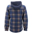 thumbnail image 2 of Men's Heavyweight Flannel Zip Up Fleece Lined Plaid Sherpa Hoodie Jacket (555R - Navy/Beige, L), 2 of 5