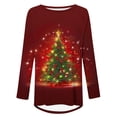 Blouses for Women Plus Size Christmas Trees 3/4 Sleeve Round Neck On