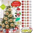 thumbnail image 2 of Flores de Navidad artificiales con purpurina, adornos de árbol de Navidad, decoraciones de Feliz Navidad para el hogar, decoración de Año Nuevo, 10/5 piezas, 14cm, 2 of 4