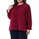thumbnail image 4 of Blusa elegante de oficina de manga larga con puños elásticos para mujeres de tallas grandes Agnes Orinda 2X color burdeos, 4 of 6
