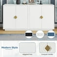 thumbnail image 3 of Buffet Sideboard, Atumon Accent Cabinet with 4 Doors, Farmhouse Buffet Cabinet with Adjustable Shelves, Wood Storage Cabinet Furniture for Kitchen Dining Room Living Room, 60"L x 15"W x 30"H, White, 3 of 10