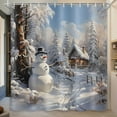 thumbnail image 4 of Christmas Snowman Shower Curtain, Winter Snow Trees Rustic Farmhouse Bathroom Curtains, Durable Waterproof Fabric Bathtub Sets Home Decor, 72X72in, 4 of 5