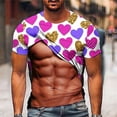 thumbnail image 2 of Penkiiy Men's Muscle Short Sleeve T-Shirt 3D Printing Casual Funny Top Novelty Pattern Short-Sleeved Shirt T-Shirt M Khaki, 2 of 5