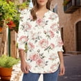 thumbnail image 2 of MEICHEN Blouses for Women Casual 3/4 Sleeve Womens Tops V Neck T Shirts with Cuffs Summer Fashion Clothing for Women, 2 of 3
