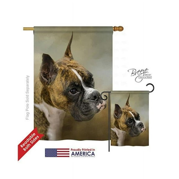 Breeze Decor 10091 Pets Boxer 2-Sided Vertical Impression House Flag - 28 x 40 in.